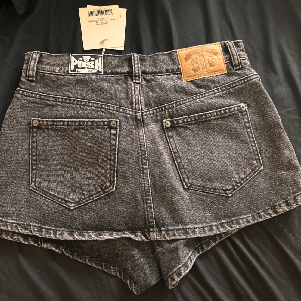 Gray Jean Skirt with Vintage Distressed Look